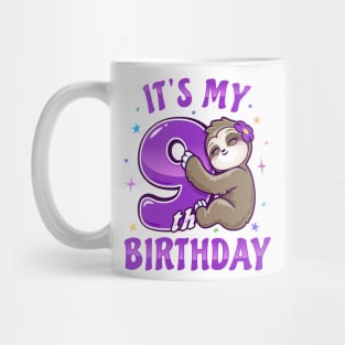 Its My 9th Birthday Girls Sloth Mug